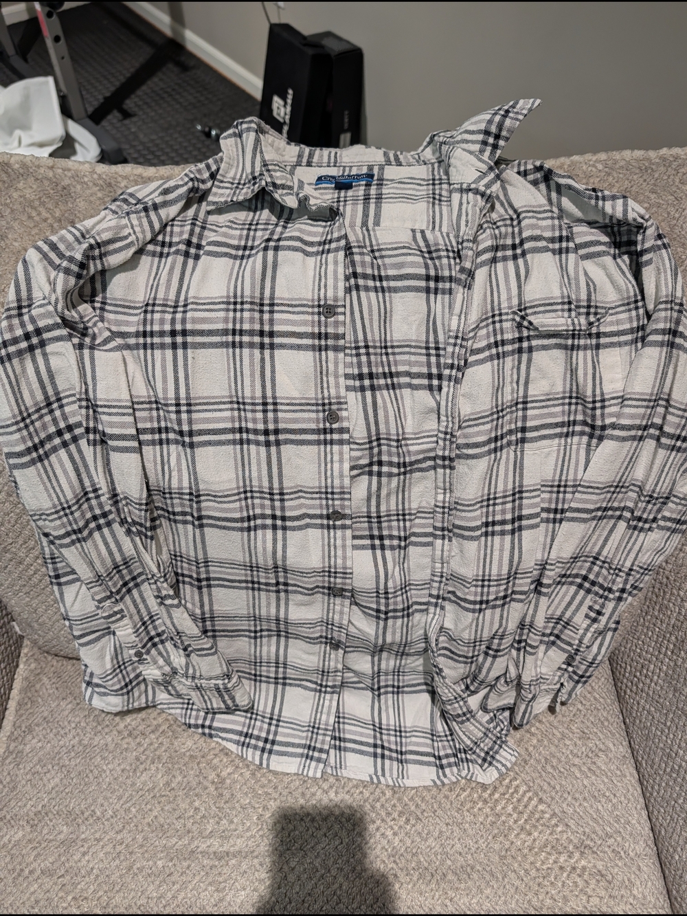 croft & barrow Black and White Plaid Flannel Shirt